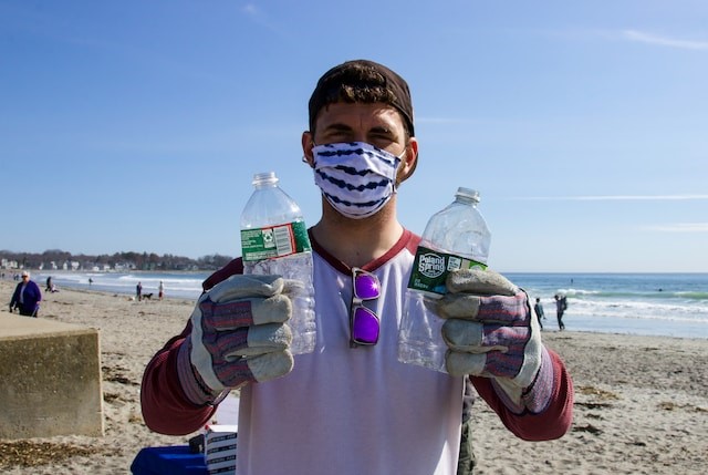 Man at a beach clean
