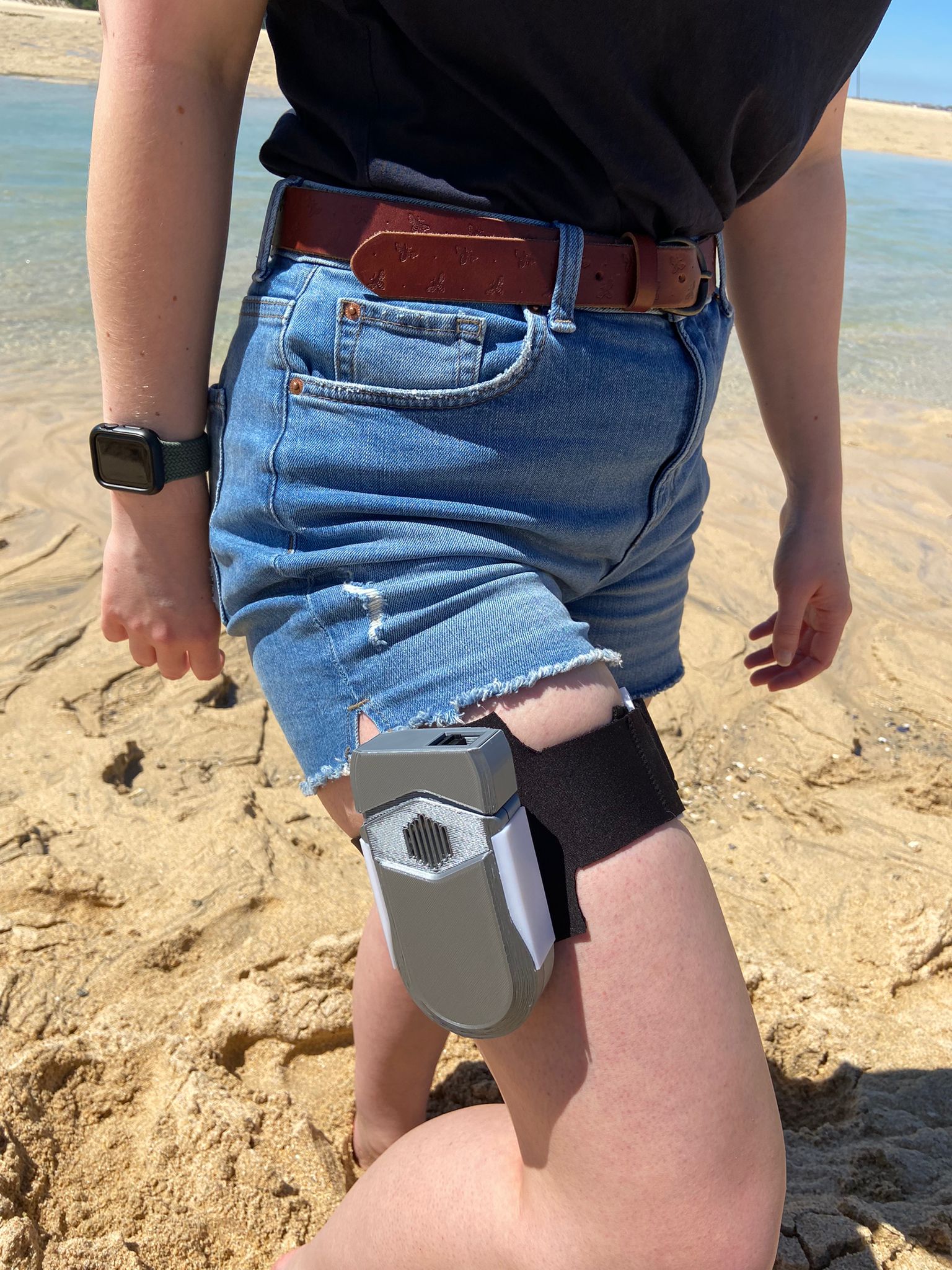 Testing Aquarius prototype leg strap