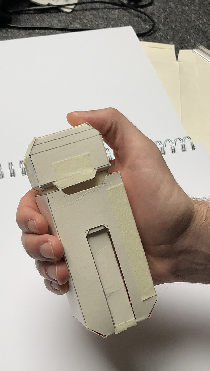 Card model being tested in hand